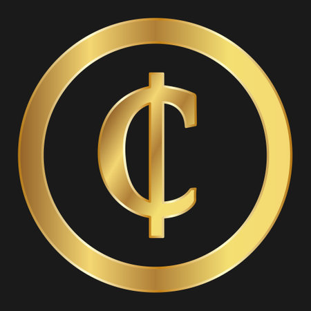Gold Cedi icon Concept of internet web currency. Cedi medalのイラスト素材