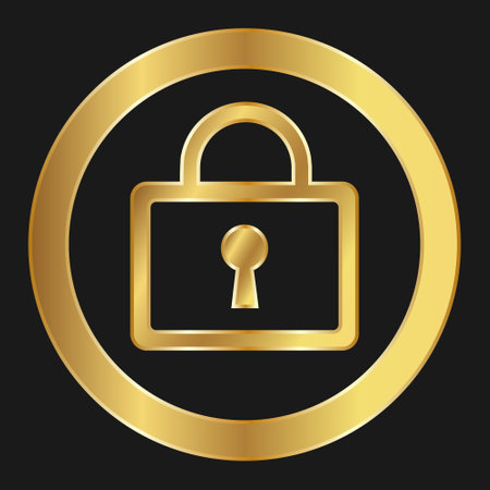 Lock simple gold icon for apps and websites isolated on white background Concept of web shoppingのイラスト素材