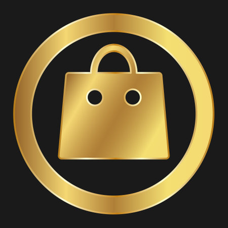 Shopping bag simple gold icon for apps and websites Concept of web shoppingのイラスト素材