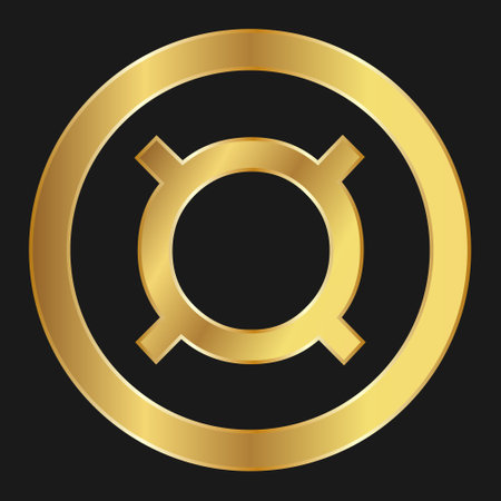 Gold icon of Generic currency symbol. Concept of internet currency. Generic medalのイラスト素材