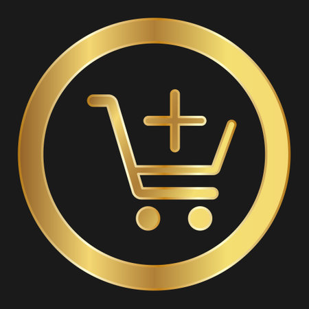 Shopping cart simple isolated gold icon for apps and websites Concept of web shoppingのイラスト素材