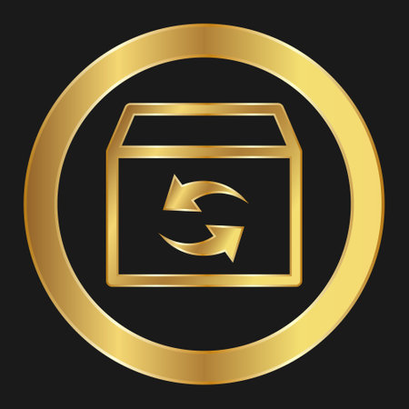 Shopping transportation box or exchange simple gold icon for apps and websites Concept of web shoppingのイラスト素材