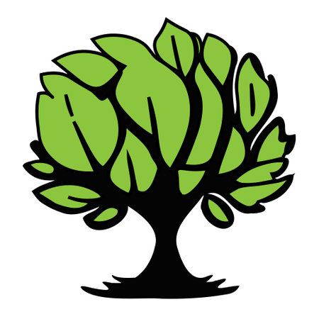 Tree with leaves simple icon for web and logo. Illustration of eco and natureのイラスト素材