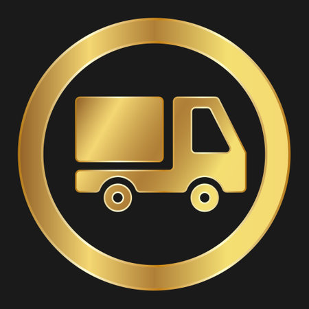 Shopping transportation or delivery or truck simple gold icon for apps and websites Concept of web shoppingのイラスト素材
