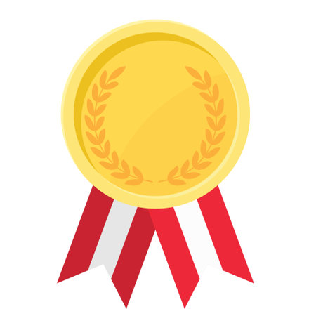 Simple illustration of golden award medal with Austria flag ribbons for sportのイラスト素材