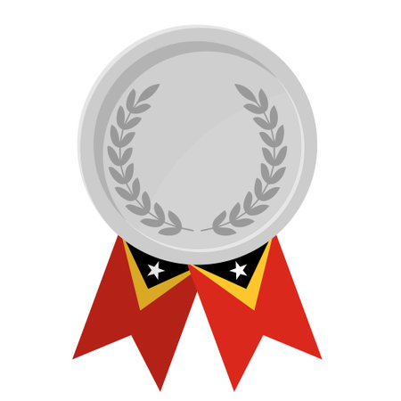 Simple illustration of Silver award medal with East Timor flag ribbons for sportのイラスト素材