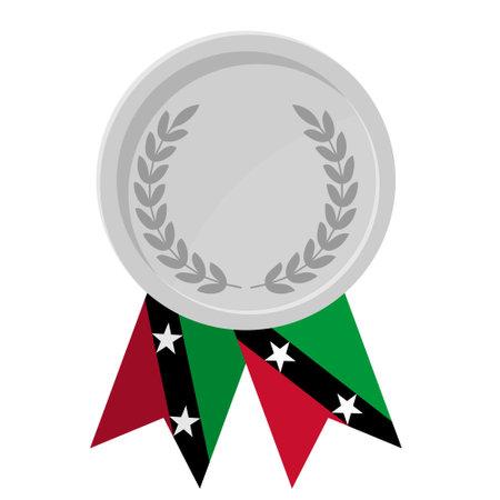 Simple illustration of Silver award medal with Saint Kitts and Nevis flag ribbons for sportのイラスト素材