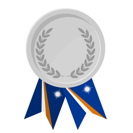 Simple illustration of Silver award medal with Marshall Islands flag ribbons for sportのイラスト素材