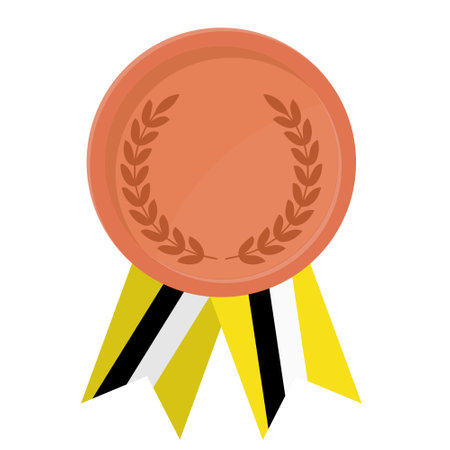 Simple illustration of Bronze award medal with Brunei flag ribbons for sport