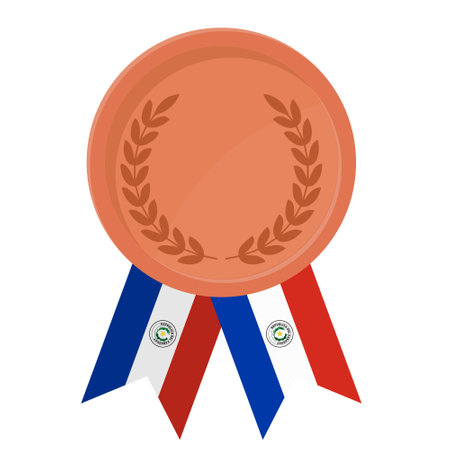 Simple illustration of Bronze award medal with Paraguay flag ribbons for sport