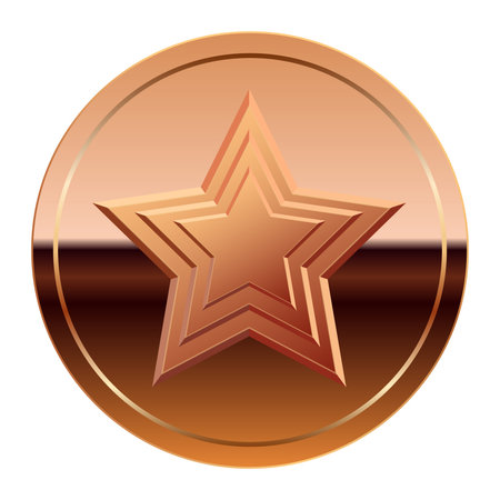 Bronze glossy mirror medal and star for sport and games. Medal or coin for gamesのイラスト素材
