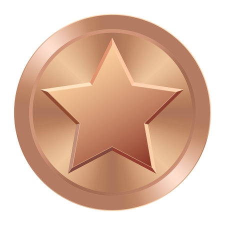 Bronze award medal with star. Round medal for web and gamesのイラスト素材