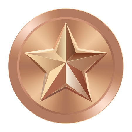 Bronze award medal with star. Round medal for web and gamesのイラスト素材