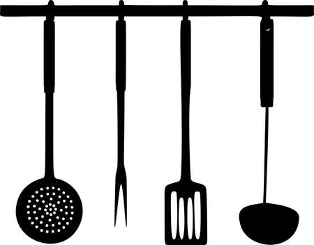 Kitchen Tools Utensils Rack vector illustrationのイラスト素材