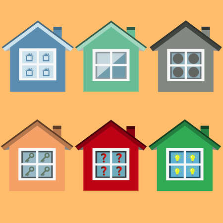 Set of houses for a business card.のイラスト素材