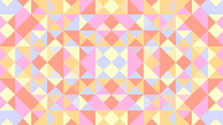 Abstract geometric background with orange, pink, blue and yellow polygons.