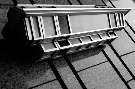 Lamp on the side of a building in downtown Chicago, IL.の写真素材