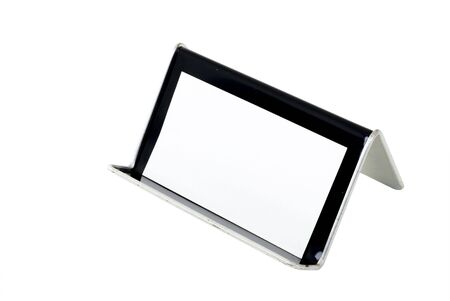 Blank card with a card holder with a clipping path.の写真素材
