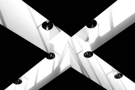 The letter X using the ceiling of a building.の写真素材