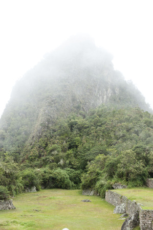 A view from Machu Picchu on a cloudy day.の写真素材