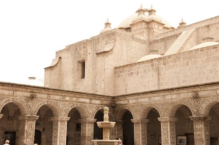 A Peruvian courtyard in Arequipa on a sunny day.の写真素材