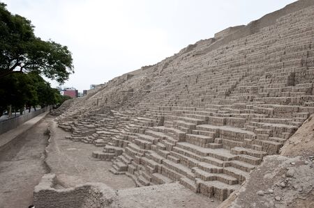 Pyramid of Huaca Pucllana on a sunny day in Peru.の写真素材