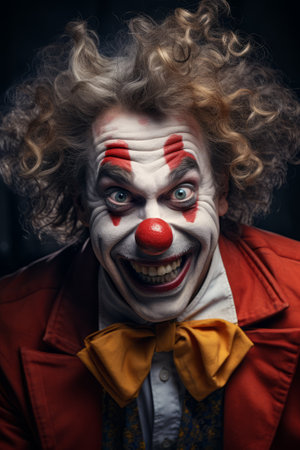 A delightful portrait of a cheerful clown with a warm and inviting smile.の素材