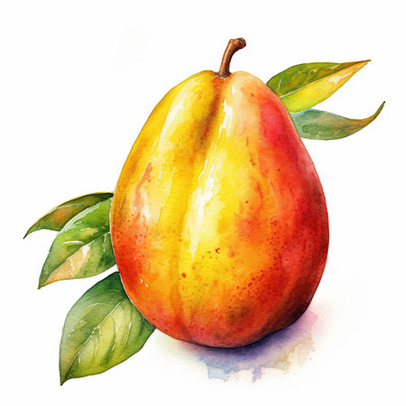 Generative AI watercolor mango on white backgroundの素材