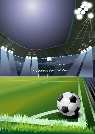 soccer ball on the field of stadium with light. soccer cornerのイラスト素材