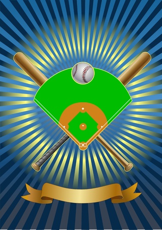 baseball field. baseball bat. baseball ball. gerbのイラスト素材