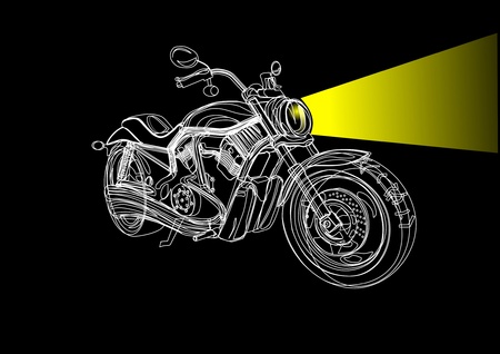 motorcycle in the night with touch liteのイラスト素材