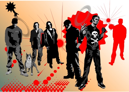 Rappers  band on the streetのイラスト素材