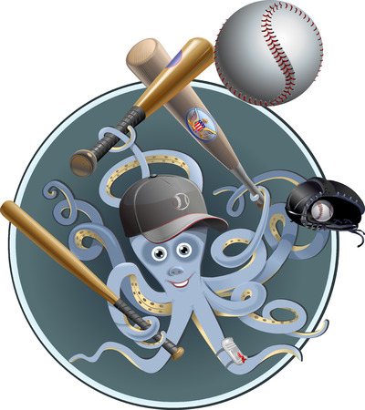 octopus plays baseballのイラスト素材