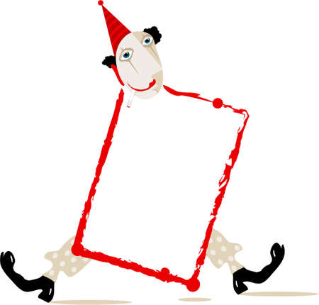 Dancing clown. Party invitation or celebratory framework, with place for your textのイラスト素材