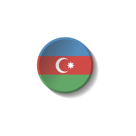 Vector - AZERBAIJAN Flag Paper Circle Shadow Buttonのイラスト素材