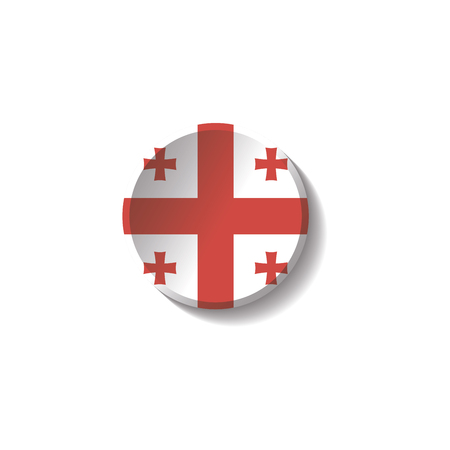 Vector - Georgia Flag Paper Circle Shadow Buttonのイラスト素材