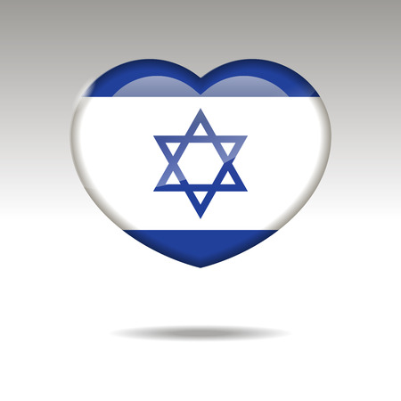 Love ISRAEL symbol. Heart flag icon. Vector illustration.のイラスト素材