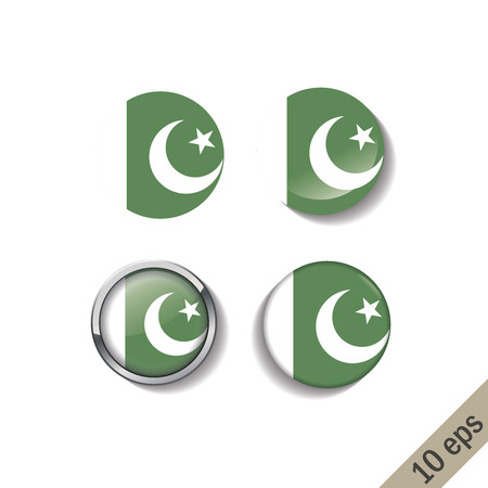 Set of PAKISTAN flags round badges. Vector illustration. 10 epsのイラスト素材