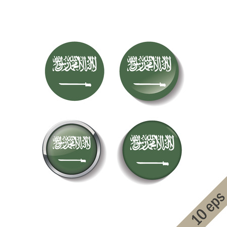 Set of SAUDI ARABIA flags round badges. Vector illustration. 10 epsのイラスト素材