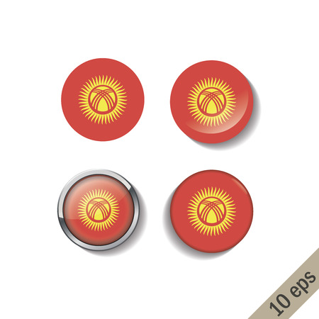 Set of KYRGYZSTAN flags round badges. Vector illustration. 10 epsのイラスト素材