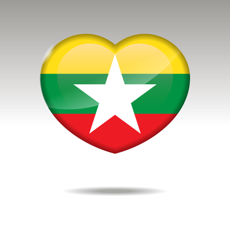 Love MYANMAR symbol. Heart flag icon. Vector illustration.のイラスト素材