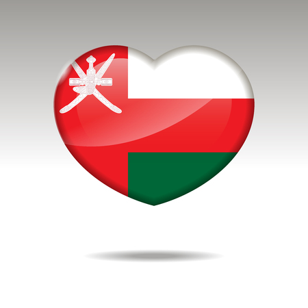 Love OMAN symbol. Heart flag icon. Vector illustration.のイラスト素材