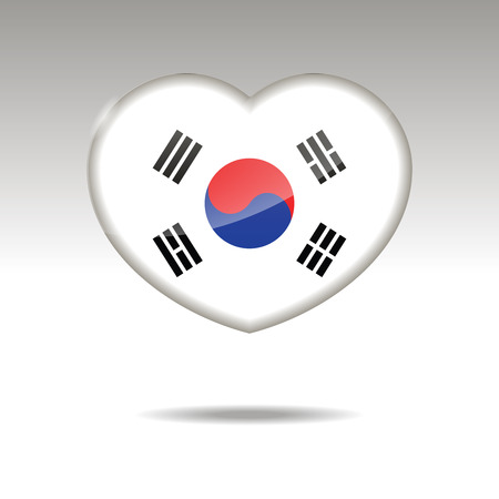 Love SOUTH KOREA symbol. Heart flag icon. Vector illustration.のイラスト素材