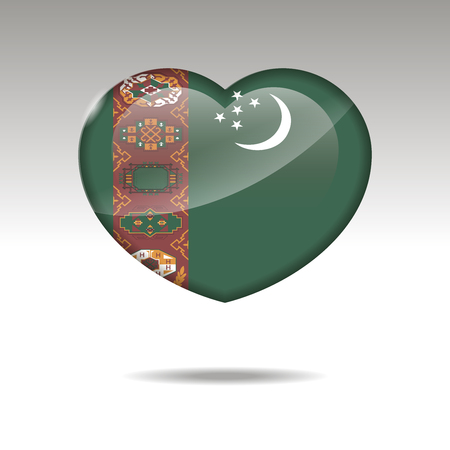 Love TURKMENISTAN symbol. Heart flag icon. Vector illustration.のイラスト素材