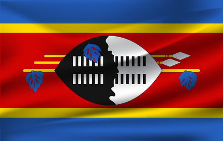 Flag of Swaziland. Realistic waving flag of Kingdom of Swaziland. Fabric textured flowing flag of Swaziland.の写真素材
