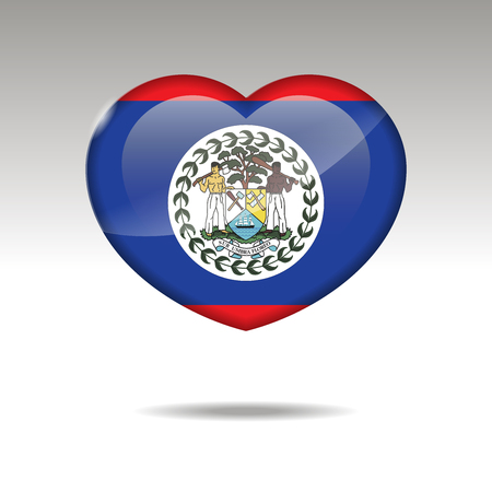 Love BELIZE symbol. Heart flag icon. Vector illustration.のイラスト素材