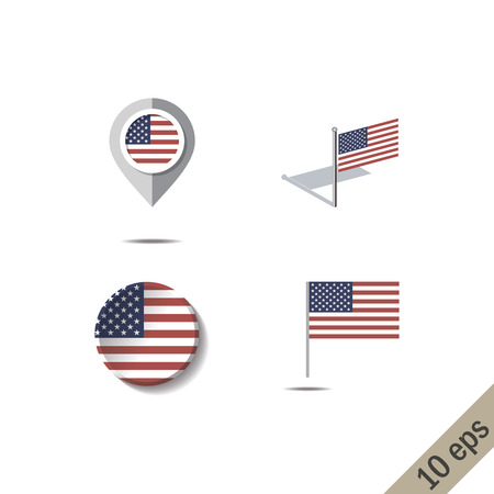 Map pins with flag of UNITED STATES OF AMERICA - vector illustrationのイラスト素材