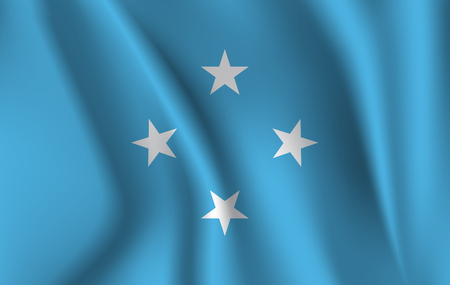 Flag of Micronesia. Realistic waving flag of Federated States of Micronesia. Fabric textured flowing flag of Micronesia.の写真素材