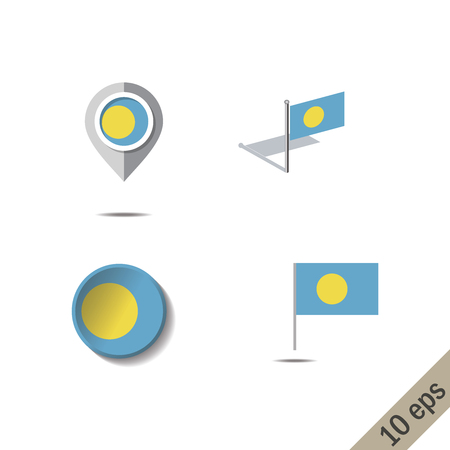 Map pins with flag of PALAU - vector illustrationのイラスト素材