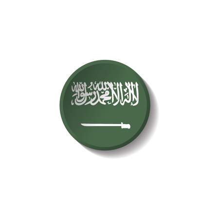 Saudi Arabia Flag Paper Circle Shadow Buttonのイラスト素材